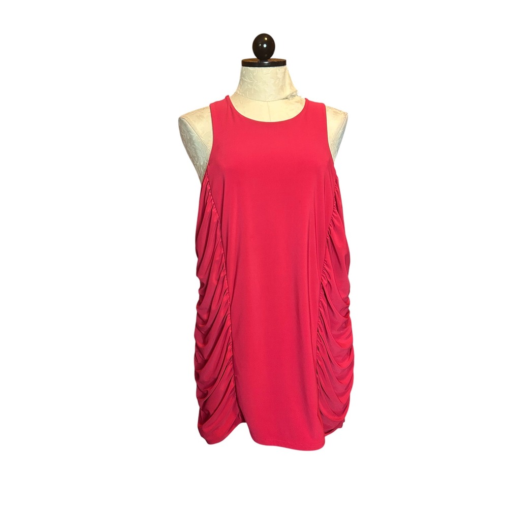 Torrid Cherry Red Sleeveless Ruched Side Tunic Top Back Zip Stretch Sz 3 (3X)
